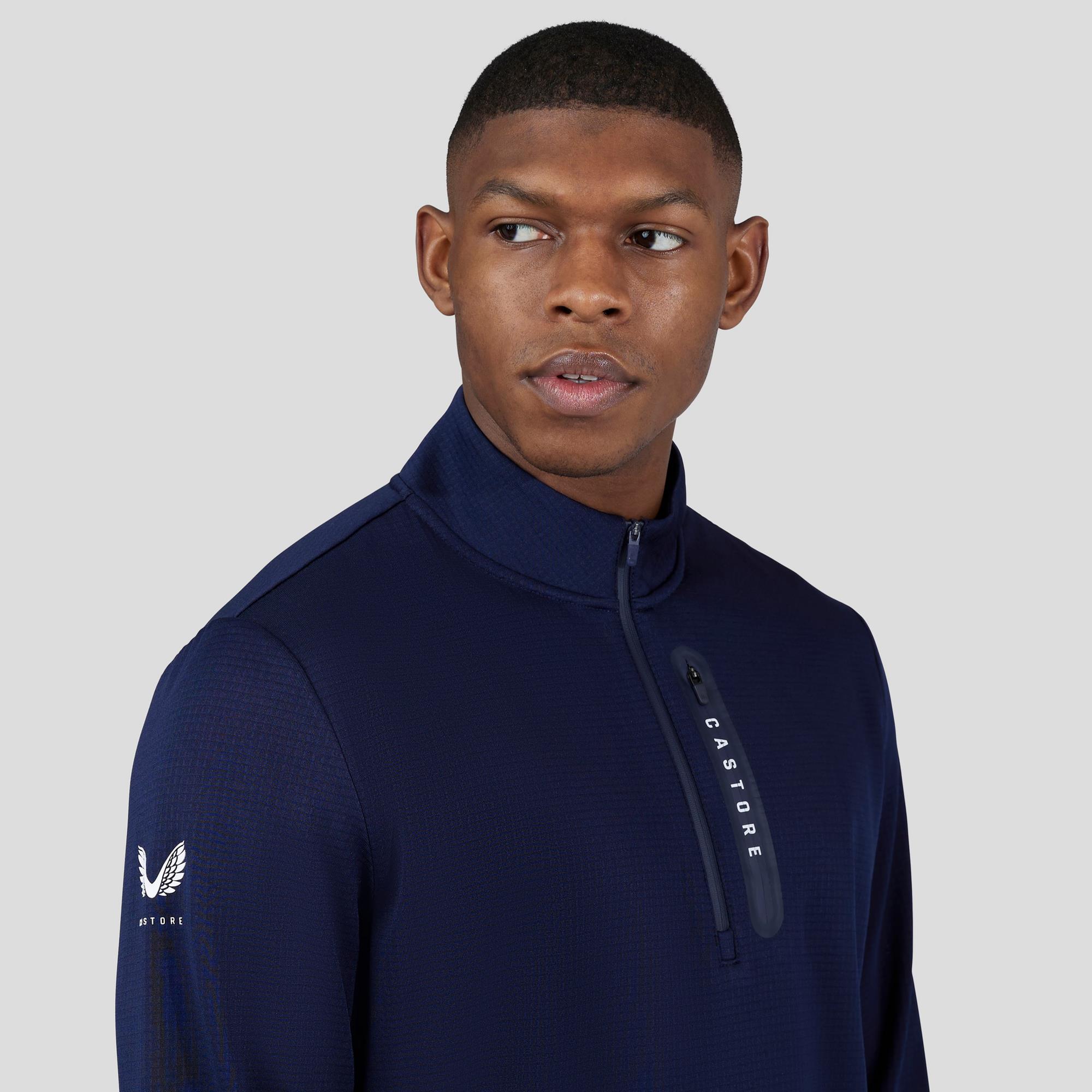 Castore Soft Shell Tech 1/2 Zip Mens Golf Mid Layer Midnight Navy